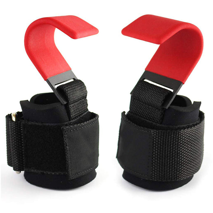 Premium Weight Lifting Hook Grips Wrist Wraps Steel Hooks Non Slip Lifting Straps Adjustable Gym Training Hooks for Deadlift Pull Ups Fitness Pair
