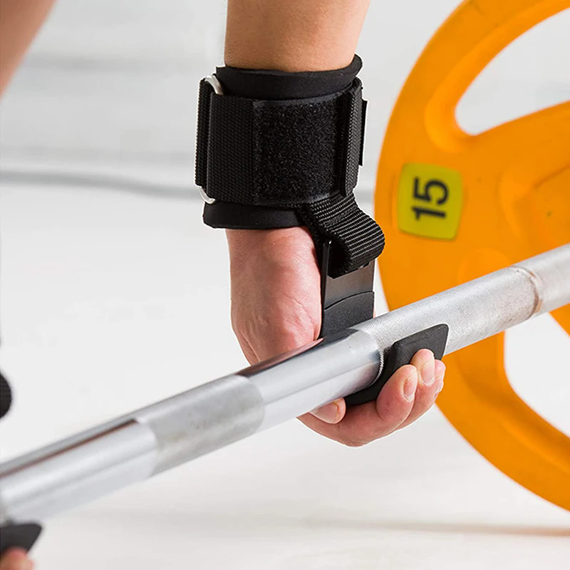 Premium Weight Lifting Hook Grips Wrist Wraps Steel Hooks Non Slip Lifting Straps Adjustable Gym Training Hooks for Deadlift Pull Ups Fitness Pair