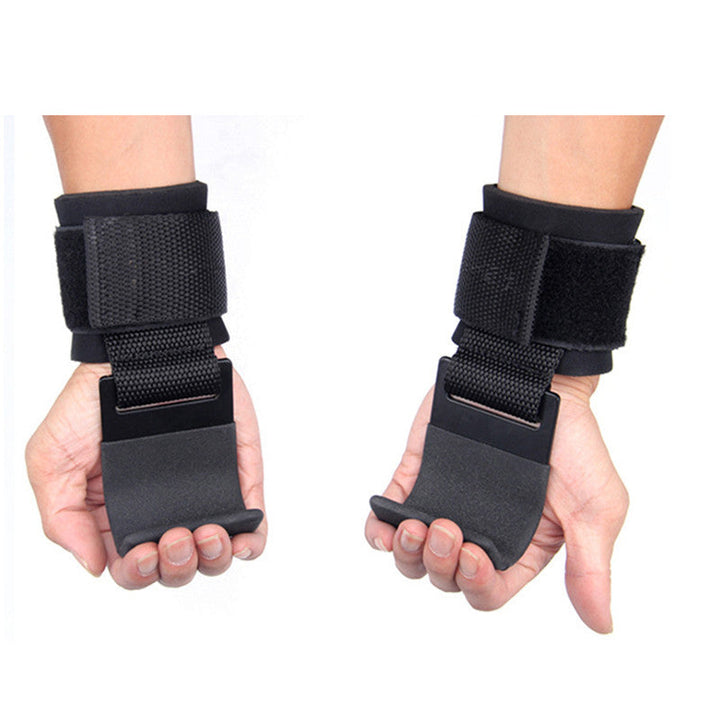 Premium Weight Lifting Hook Grips Wrist Wraps Steel Hooks Non Slip Lifting Straps Adjustable Gym Training Hooks for Deadlift Pull Ups Fitness Pair