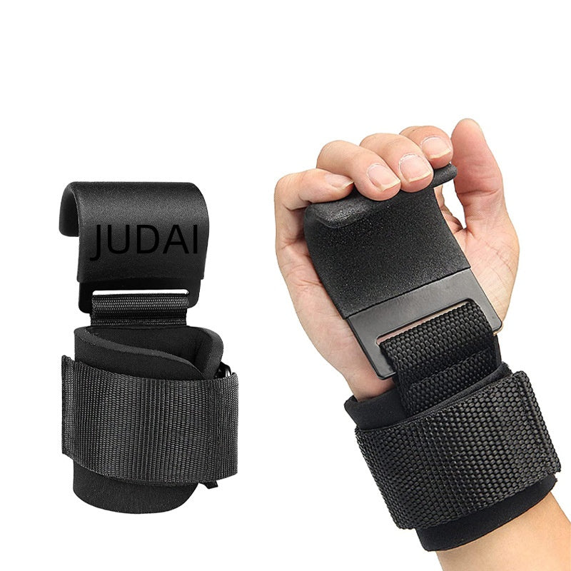 Premium Weight Lifting Hook Grips Wrist Wraps Steel Hooks Non Slip Lifting Straps Adjustable Gym Training Hooks for Deadlift Pull Ups Fitness Pair