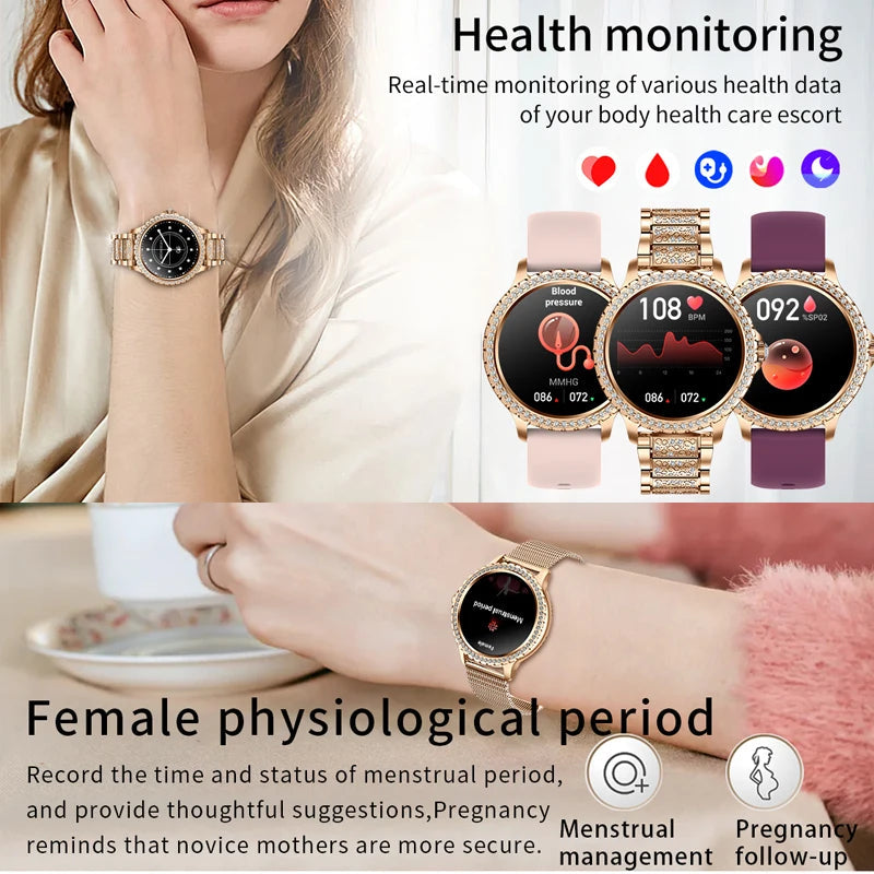 Premium Women Smartwatch Bluetooth Calling 1.32 Inch HD 360x360 IP67 Fitness Tracker Heart Rate Sleep Activity Tracker for iOS Android Daily Use
