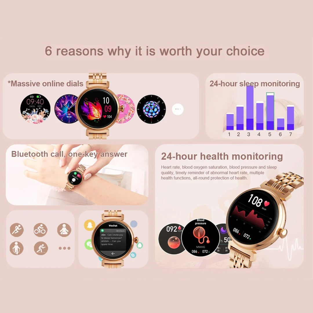 Premium Women Smartwatch Bluetooth Calling 1.32 Inch HD 360x360 IP67 Fitness Tracker Heart Rate Sleep Activity Tracker for iOS Android Daily Use