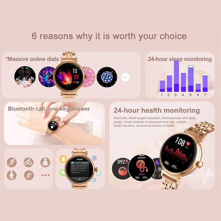 Premium Women Smartwatch Bluetooth Calling 1.32 Inch HD 360x360 IP67 Fitness Tracker Heart Rate Sleep Activity Tracker for iOS Android Daily Use