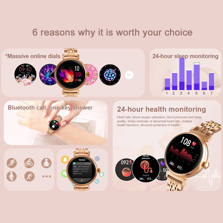 Premium Women Smartwatch Bluetooth Calling 1.32 Inch HD 360x360 IP67 Fitness Tracker Heart Rate Sleep Activity Tracker for iOS Android Daily Use