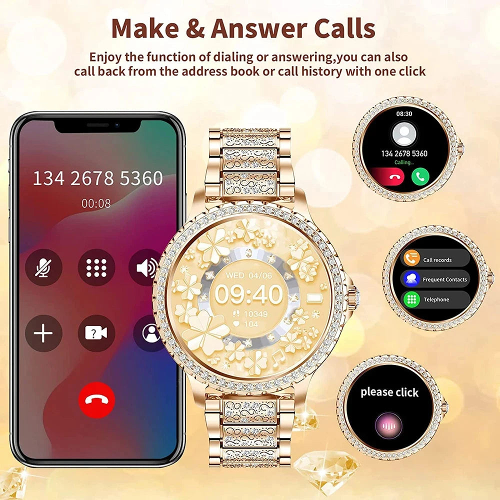 Premium Women Smartwatch Bluetooth Calling 1.32 Inch HD 360x360 IP67 Fitness Tracker Heart Rate Sleep Activity Tracker for iOS Android Daily Use