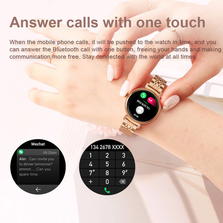 Premium Women Smartwatch Bluetooth Calling 1.32 Inch HD 360x360 IP67 Fitness Tracker Heart Rate Sleep Activity Tracker for iOS Android Daily Use