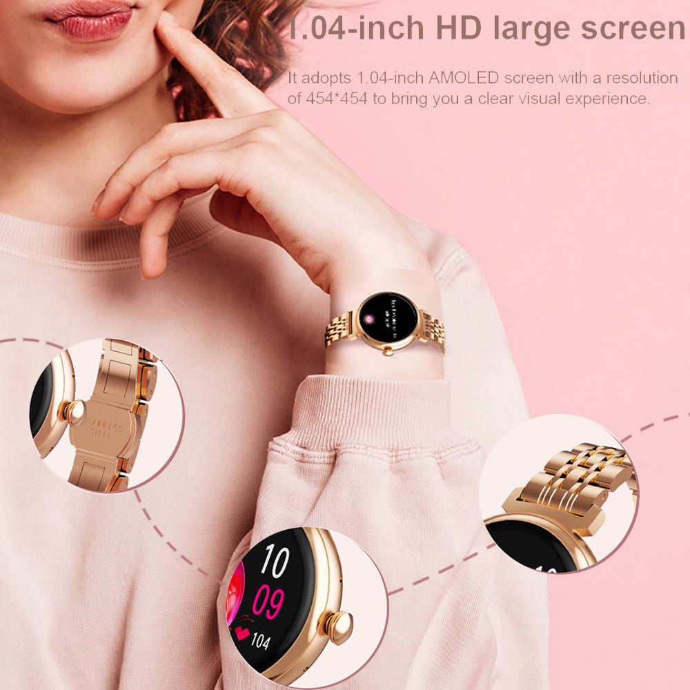 Premium Women Smartwatch Bluetooth Calling 1.32 Inch HD 360x360 IP67 Fitness Tracker Heart Rate Sleep Activity Tracker for iOS Android Daily Use