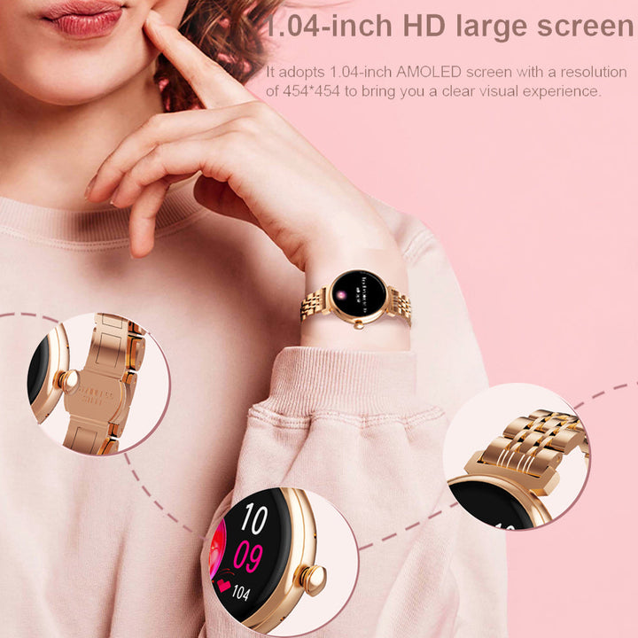 Premium Women Smartwatch Bluetooth Calling 1.32 Inch HD 360x360 IP67 Fitness Tracker Heart Rate Sleep Activity Tracker for iOS Android Daily Use