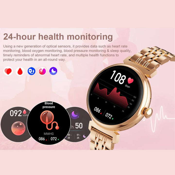 Premium Women Smartwatch Bluetooth Calling 1.32 Inch HD 360x360 IP67 Fitness Tracker Heart Rate Sleep Activity Tracker for iOS Android Daily Use