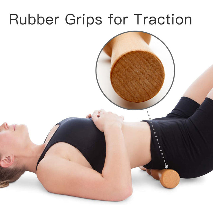 Premium Wooden Back Roller Manual Massage Tool Spine Roller Natural Wood Body Massager Portable Back Neck Shoulder Fitness Tool for Home Daily Use