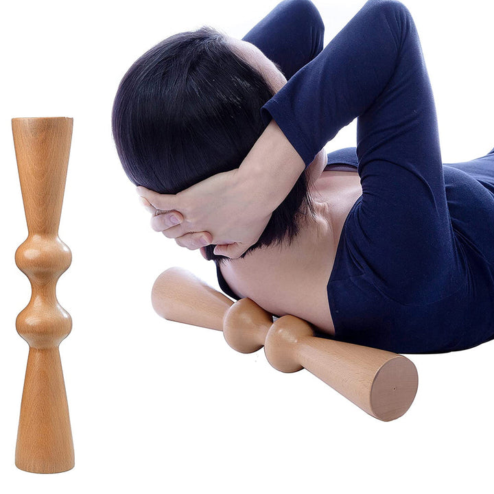 Premium Wooden Back Roller Manual Massage Tool Spine Roller Natural Wood Body Massager Portable Back Neck Shoulder Fitness Tool for Home Daily Use