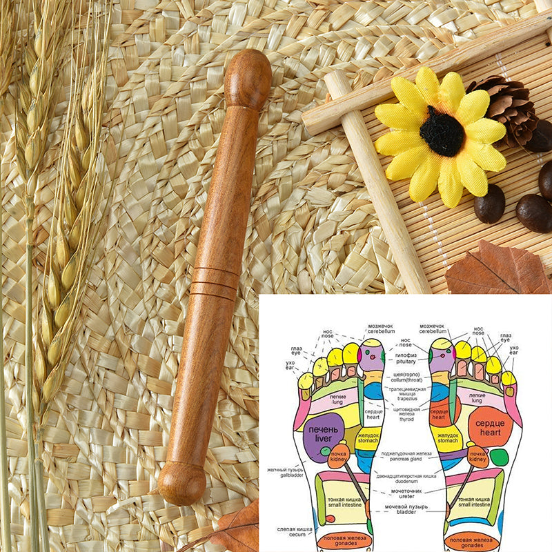 Premium Wooden Massage Roller Stick Natural Wood Body Massager Tool Portable Foot Roller Muscle Relaxation Tool for Home Gym Travel Daily Use Comfort