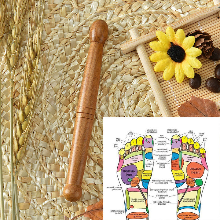 Premium Wooden Massage Roller Stick Natural Wood Body Massager Tool Portable Foot Roller Muscle Relaxation Tool for Home Gym Travel Daily Use Comfort