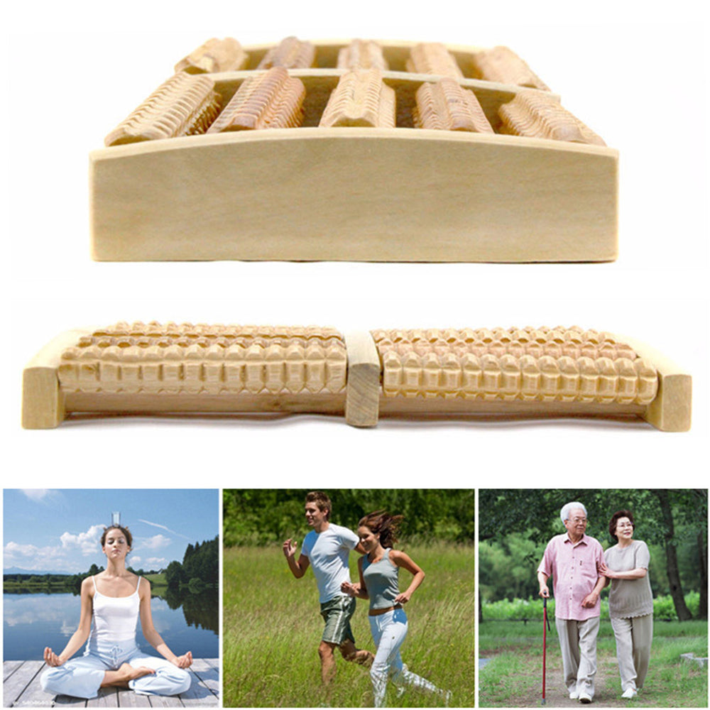 Premium Wooden Massage Tool Set Bamboo Gua Sha Foot Roller Stick Palm Massager Portable Full Body Massage Tools for Home Gym Travel Daily Use
