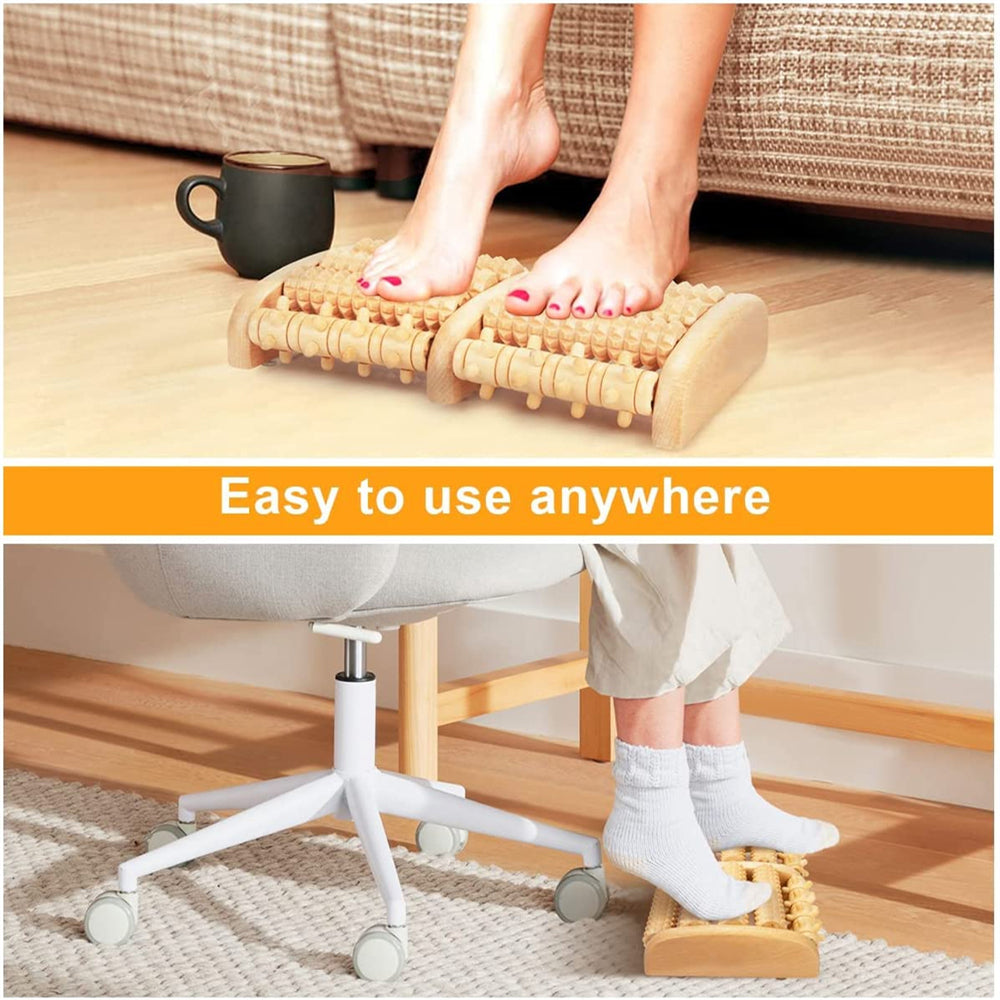 Premium Wooden Massage Tool Set Bamboo Gua Sha Foot Roller Stick Palm Massager Portable Full Body Massage Tools for Home Gym Travel Daily Use