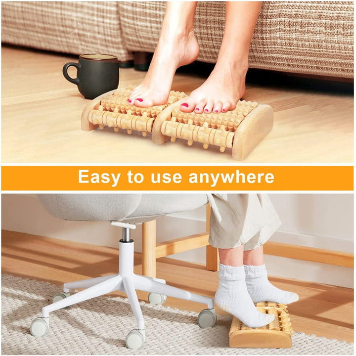 Premium Wooden Massage Tool Set Bamboo Gua Sha Foot Roller Stick Palm Massager Portable Full Body Massage Tools for Home Gym Travel Daily Use