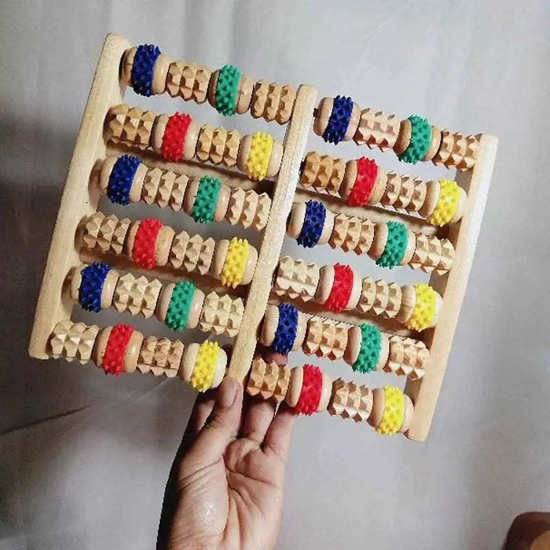 Premium Wooden Massage Tool Set Bamboo Gua Sha Foot Roller Stick Palm Massager Portable Full Body Massage Tools for Home Gym Travel Daily Use