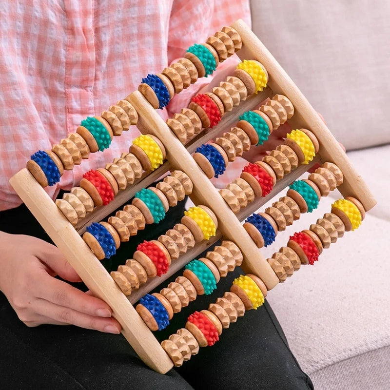 Premium Wooden Massage Tool Set Bamboo Gua Sha Foot Roller Stick Palm Massager Portable Full Body Massage Tools for Home Gym Travel Daily Use
