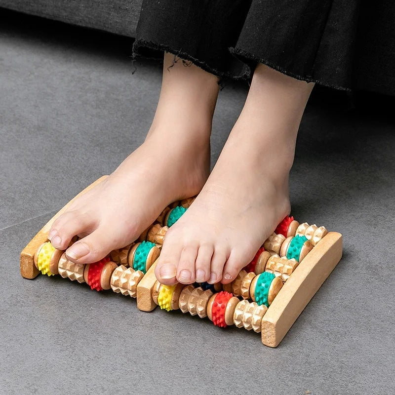 Premium Wooden Massage Tool Set Bamboo Gua Sha Foot Roller Stick Palm Massager Portable Full Body Massage Tools for Home Gym Travel Daily Use