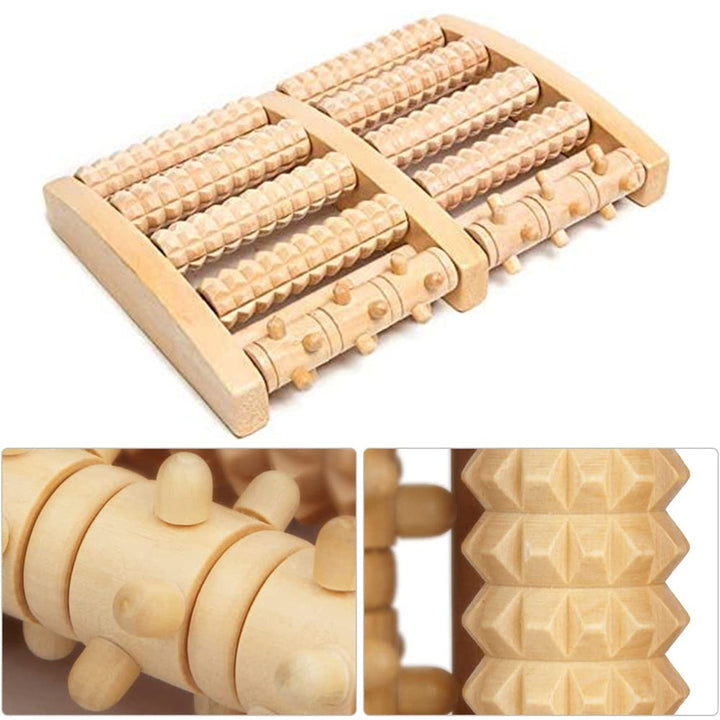 Premium Wooden Massage Tool Set Bamboo Gua Sha Foot Roller Stick Palm Massager Portable Full Body Massage Tools for Home Gym Travel Daily Use