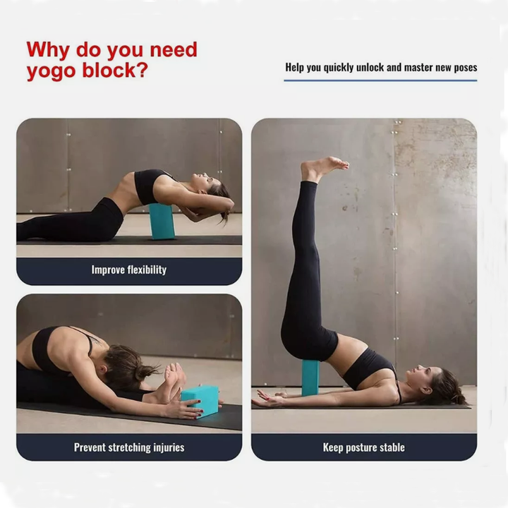 Premium Yoga Block EVA Foam Non Slip High Density Yoga Brick Lightweight 23x15x7.6cm Support Block for Yoga Pilates Stretching Fitness Home Gym