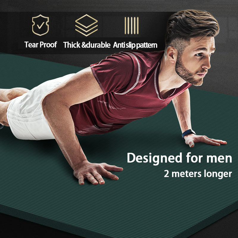Premium Yoga Mat 2M Extra Long 15MM Thick High Density Exercise Mat Anti Slip Waterproof Fitness Pilates Mat with Carry Bag for Home Gym Daily Use