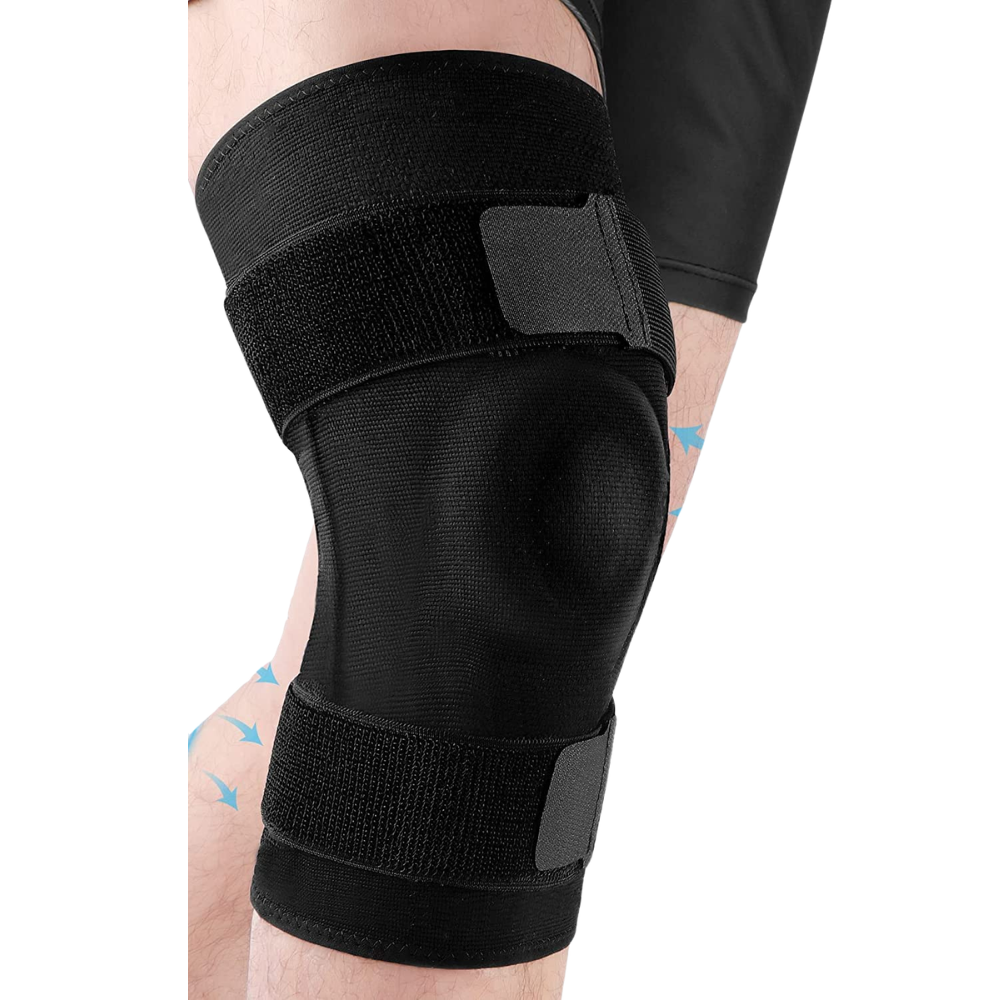 Premium Knee Brace Hinged Support Adjustable Knee Stabilizer Dual Side Hinges Breathable Knee Support for Gym Running Work Daily Use 6 Sizes