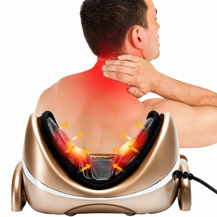 Premium Neck Massage Pillow with Heat & Vibration, 7 Modes, Cervical Traction Device for Pain Relief & Spine Alignment – Adjustable Heating, 3D Airbag Massage