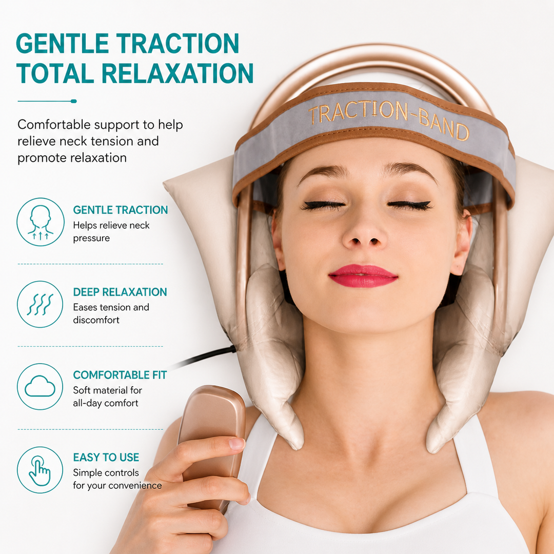 Premium Neck Massage Pillow with Heat & Vibration, 7 Modes, Cervical Traction Device for Pain Relief & Spine Alignment – Adjustable Heating, 3D Airbag Massage