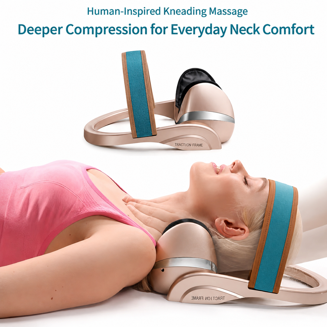 Premium Neck Massage Pillow with Heat & Vibration, 7 Modes, Cervical Traction Device for Pain Relief & Spine Alignment – Adjustable Heating, 3D Airbag Massage