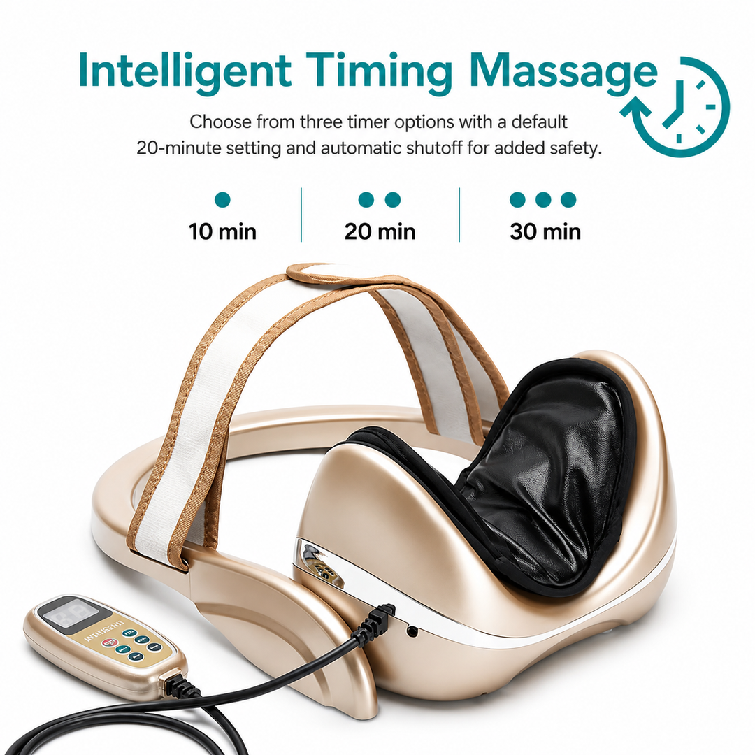 Premium Neck Massage Pillow with Heat & Vibration, 7 Modes, Cervical Traction Device for Pain Relief & Spine Alignment – Adjustable Heating, 3D Airbag Massage
