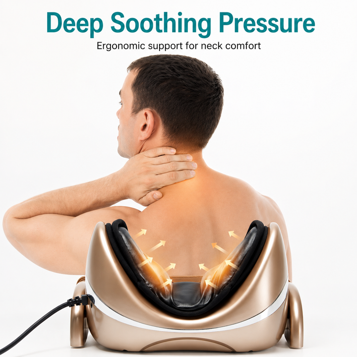 Premium Neck Massage Pillow with Heat & Vibration, 7 Modes, Cervical Traction Device for Pain Relief & Spine Alignment – Adjustable Heating, 3D Airbag Massage