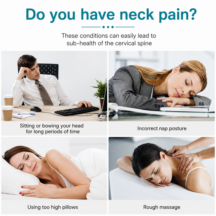 Premium Neck Massage Pillow with Heat & Vibration, 7 Modes, Cervical Traction Device for Pain Relief & Spine Alignment – Adjustable Heating, 3D Airbag Massage