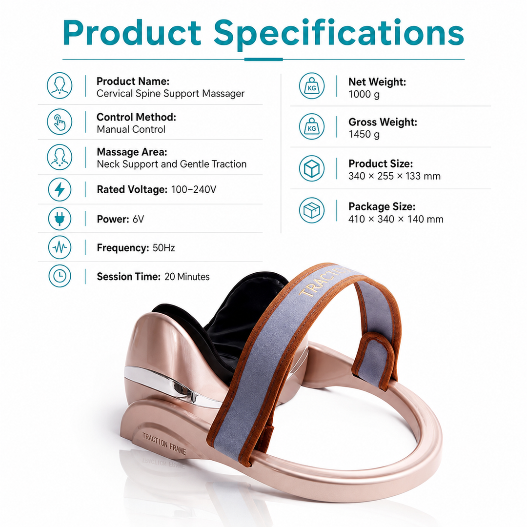 Premium Neck Massage Pillow with Heat & Vibration, 7 Modes, Cervical Traction Device for Pain Relief & Spine Alignment – Adjustable Heating, 3D Airbag Massage
