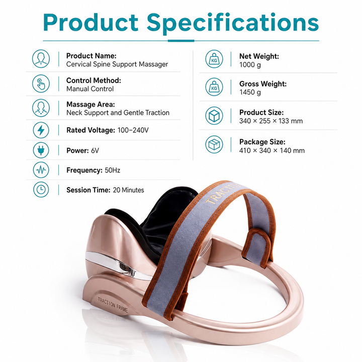 Premium Neck Massage Pillow with Heat & Vibration, 7 Modes, Cervical Traction Device for Pain Relief & Spine Alignment – Adjustable Heating, 3D Airbag Massage