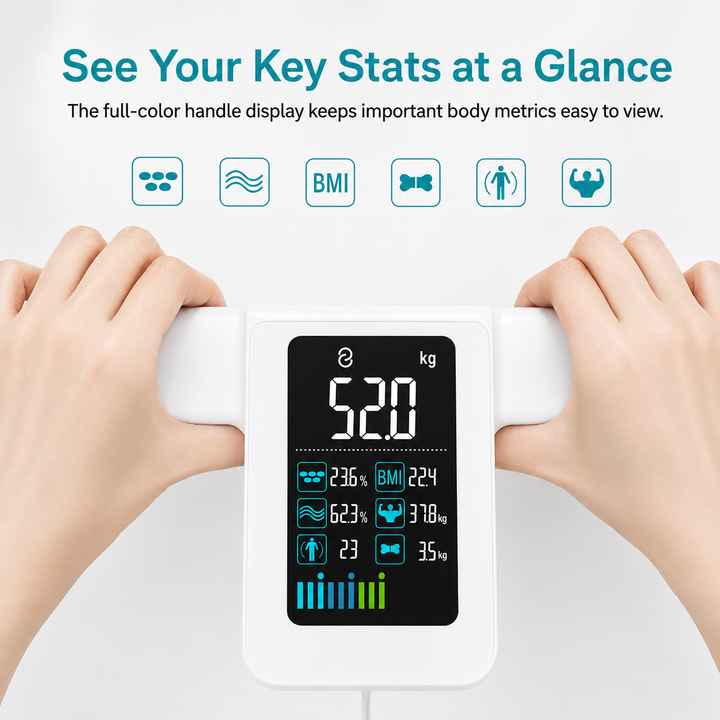 Premium Smart Body Composition Scale 8 Electrode Digital Weight Scale Bluetooth App Sync Body Fat Muscle Water BMI Tracker 180kg LCD Multi User