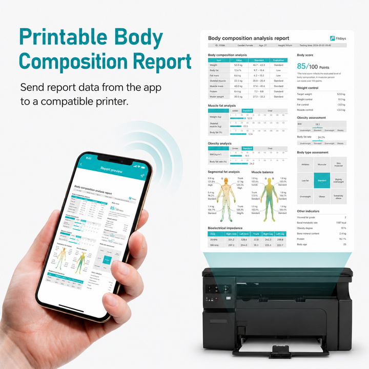 Premium Smart Body Composition Scale 8 Electrode Digital Weight Scale Bluetooth App Sync Body Fat Muscle Water BMI Tracker 180kg LCD Multi User