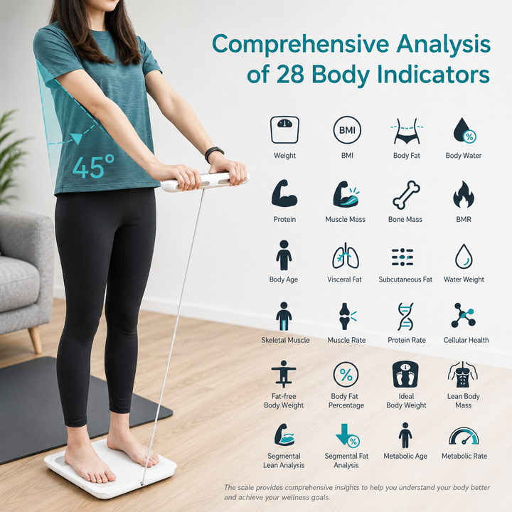 Premium Smart Body Composition Scale 8 Electrode Digital Weight Scale Bluetooth App Sync Body Fat Muscle Water BMI Tracker 180kg LCD Multi User