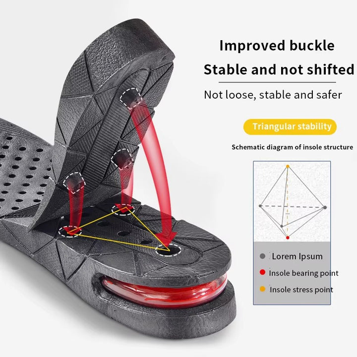 Premium Height Increase Insoles - Air Cushion Elevator Inserts for Men & Women, Adjustable 3-9cm Lift Kits for Comfort and Support, Shock Absorbent - PhysioFitLab