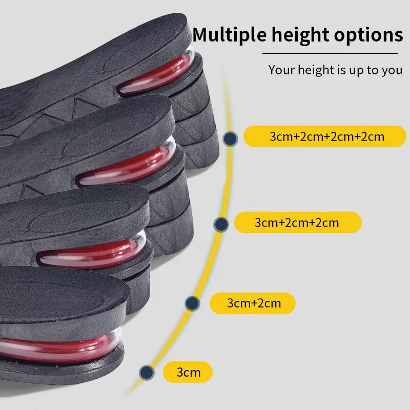 Premium Height Increase Insoles - Air Cushion Elevator Inserts for Men & Women, Adjustable 3-9cm Lift Kits for Comfort and Support, Shock Absorbent - PhysioFitLab