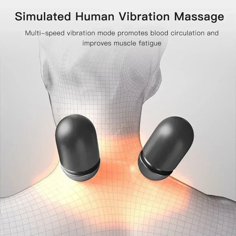 Premium Electric Neck Massager Pillow – Heated & Vibrating Cervical Support, USB Rechargeable, 3 Heat & 3 Vibration Levels for Sleep & Pain Relief - PhysioFitLab