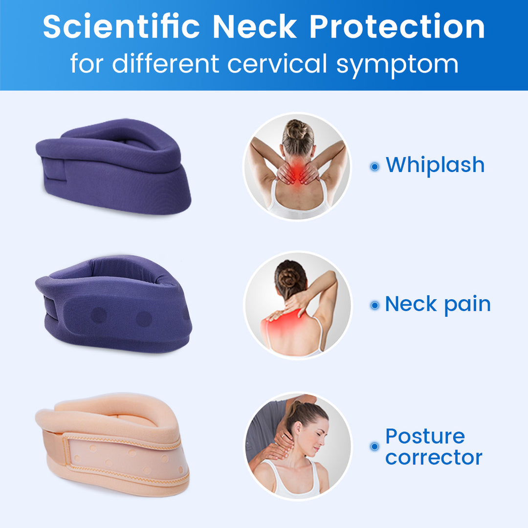 Premium Adjustable Neck Brace Foam Cervical Collar for Pain Relief, Comfortable Support for Home Use and Sleeping, Various Sizes S-XL - PhysioFitLab